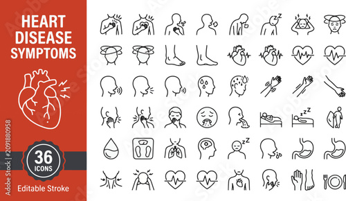 Obraz na plátně Cardiology line icon set