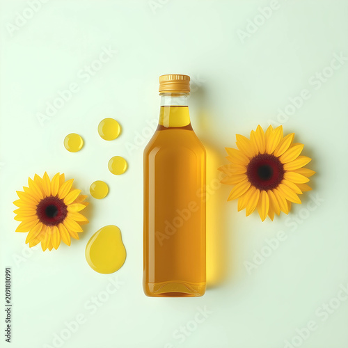 Bottle of sunflower oil wit...
