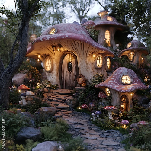 Enchanted Mushroom House in a Magical Forest.