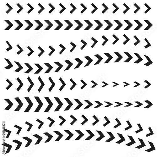 Chevron arrow trail feature black vector collection. This abstract geometric sequence enhances modern tech navigation.