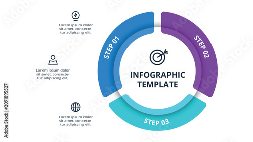 Stylish infographic with 3 steps, options, parts or processes. Business data visualization.