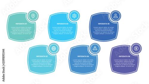 Stylish infographic with 6 steps, options, parts or processes. Business data visualization.