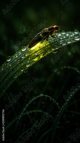 Dargon firefly resting on leaf