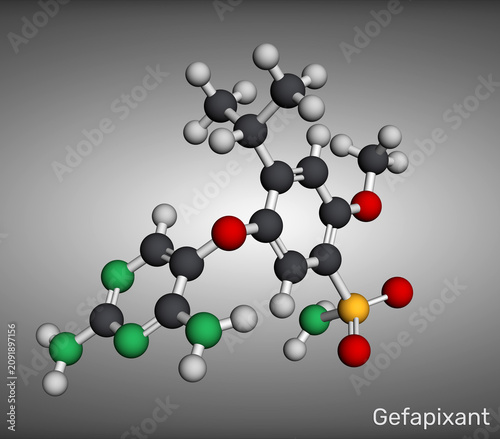 Cuadro en lienzo Gefapixant drug molecule, selective P2X3 receptor antagonist, used for the treatment of refractory chronic cough