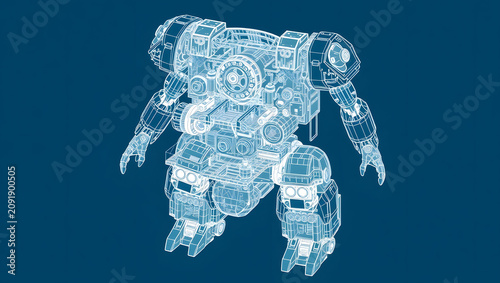 Technical Cutaway Schematic of Modular Humanoid Mecha Torso