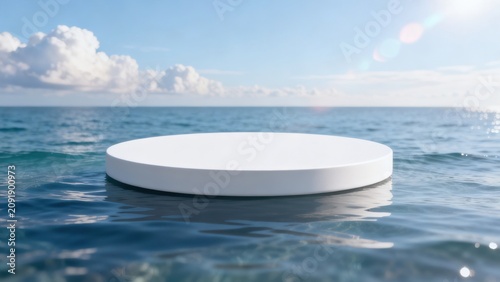 White circular platform in ocean