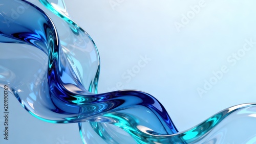 Blue liquid wave on light background