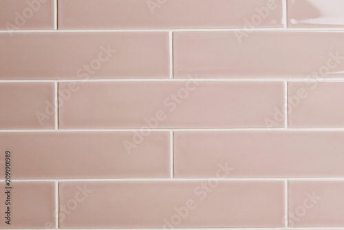 Clean pink ceramic subway tiles wall texture pattern for modern interior