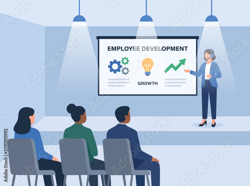 Obraz na plátně company shareholder report business meeting investors seminar employee men at wo