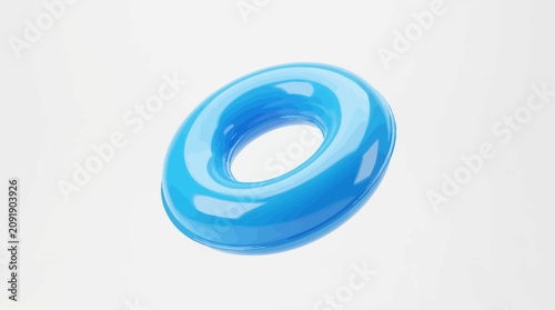 Set of Vibrant 3D Inflatable Swimming Ring Icons in Red Yellow and Blue Glossy Rubber Pool Toy Collection for Summer Vacation Swim Lifebuoy Illustration Isolated on White