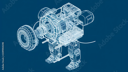 Technical Cutaway Schematic of Compact Mecha Power Core Unit