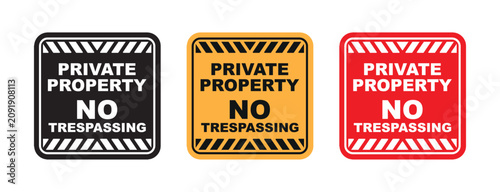 Obraz na plátně No trespassing sign on white background