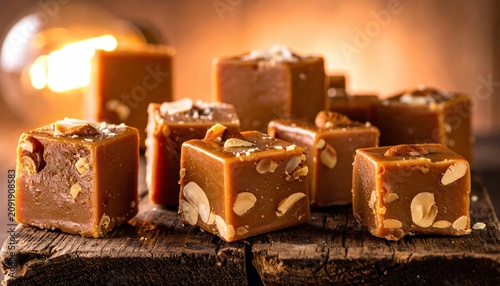 Rich Toffee Squares with Almonds Showing Sticky Texture and Brown Color