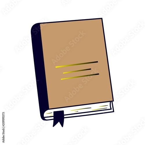 Simple brown notebook with ribbon bookmark isolated on white background