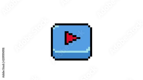pixel blue play button animation