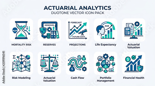 Business professionals analyzing financial data and actuarial analytics in a meeting