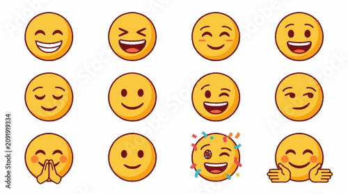 Fotografía Collection of colorful emoji faces expressing various emotions.