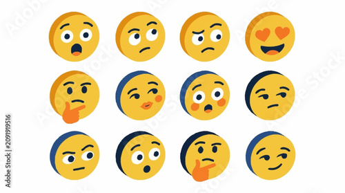 Canvastavla Colorful cartoon emoji faces expressing various emotions.