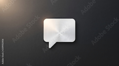 Metal Speech Bubble Icon on Dark Background for Communication and Messaging Concepts