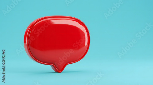 Red Speech Bubble Icon Against Blue Background Communication Concept