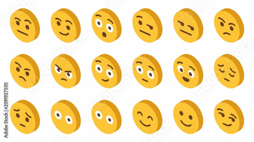 Foto Collection of various yellow emoji faces with expressions.