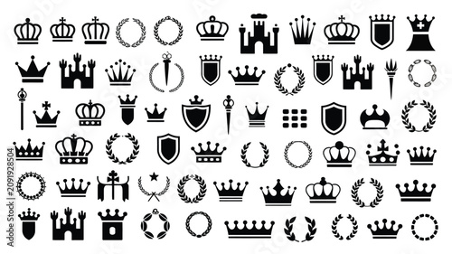 Canvastavla Vintage royalty and nobility icon collection featuring crowns shields scepters a