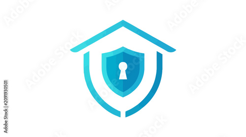 A blue shield and key icon.