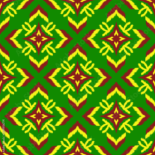 260703 Colorful Tribal Geometric Seamless Pattern with Ethnic Textile Motifs