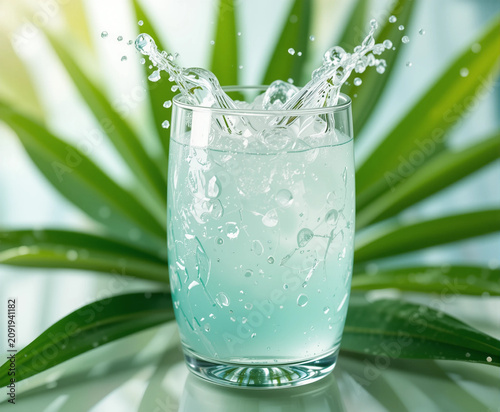 Fresh coconut water straight from the tree, beautifully garnished in a glass.