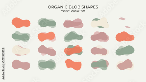 Organic Liquid Blob Shape Vector 
Collection — Coral Sage Rose Cream 
Fluid Abstract Modern Design Set EPS PNG