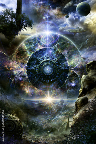 surreal organic portal landscape, dreamlike gateway to another dimension, ethereal fantasy world entrance