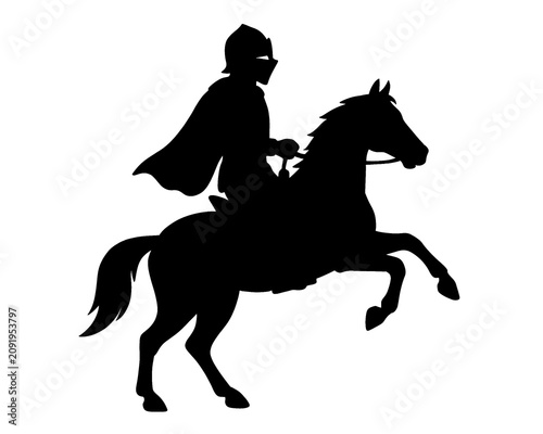 Fotografía Armored knight riding a horse silhouette, ideal for castles, battles, and chivalry concepts