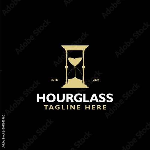 Hourglass logo icon isolated on black background