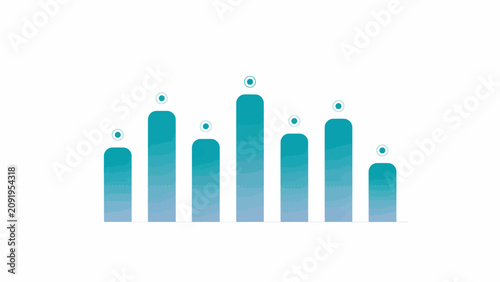 Modern teal gradient bar chart infographic displaying data trends with circular markers on a clean white background for professional business analytics