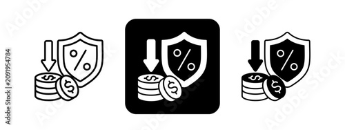 Foto Inflation Control  Solid color and black line drawing vector illustration set