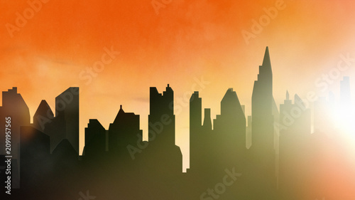 hot weather in city, scorching summer day in heat wave