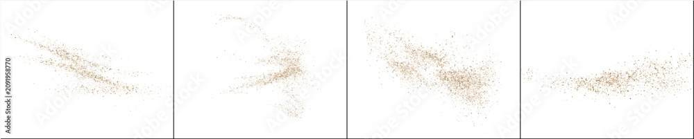 Fototapeta premium brown Transparent PNG gold glitter splash with bright golden particles splatter and dust explosion. Luxury shiny abstract design element for festive greeting card holiday decoration and celebration