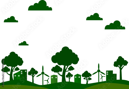 Obraz na płótnie Eco town concept and Renewable energy concept with wind turbines