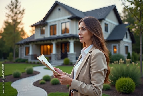 Showcase an Appraiser at Work: Capturing the Essence of a Stunning Home with Clipboard in Hand