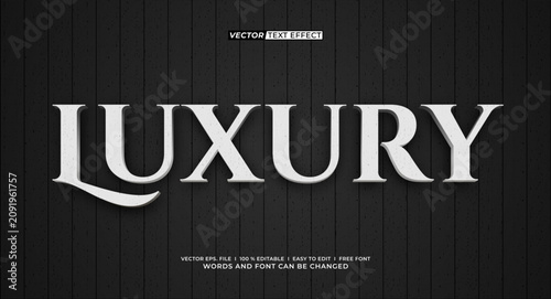 Obraz na plátne Luxury White 3D Editable Text Effect Template with Elegant Serif Typography Vect