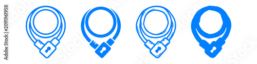 Obraz na plátně Set of four blue cable lock icons in various styles, including outline, flat, and hand-drawn designs
