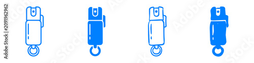 Fotografía Blue personal safety pepper spray icon set for self defense and security branding