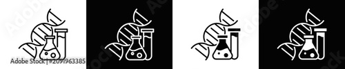 Fotografía Dna Test Icon Set White And Black Background Style