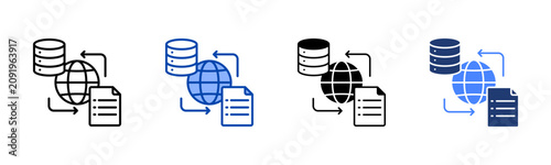 Fotografía Data Exchange Icon with Multy Style Variations