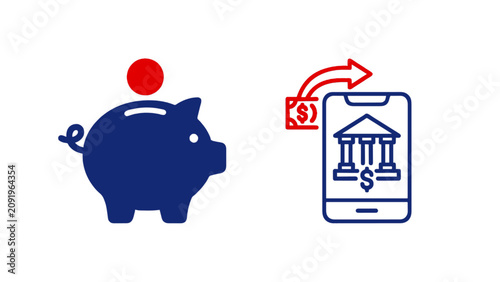 Konstfotografi Editable vector icons for banking, financial security, savings, exchange rates, and digital payments