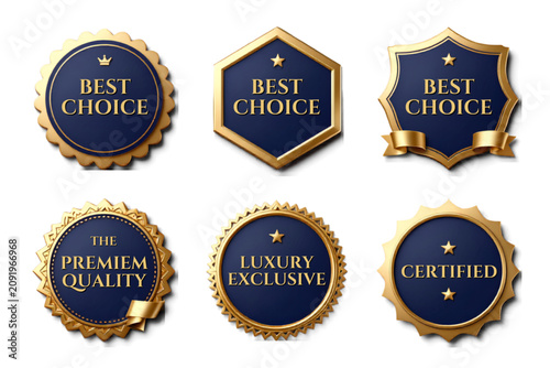 Foto premium luxury shield badges collection with certified quality seals award emble