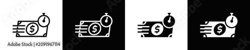 Fast Transfer Icon Set White And Black Background Style