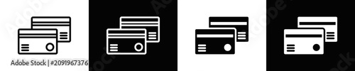 Credit Card Icon Set White And Black Background Style
