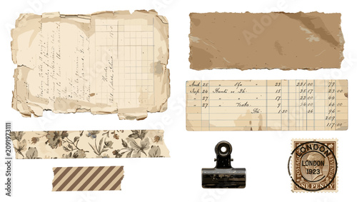 Canvastavla Vintage journal collage elements