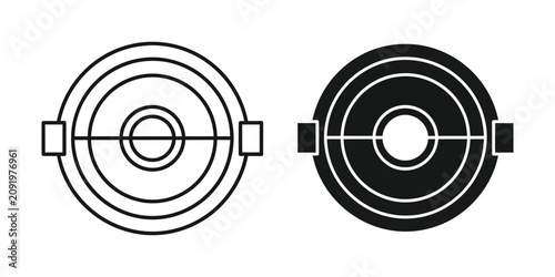 Circular target set in outline and solid black style for precision aiming and strategic focus visualization